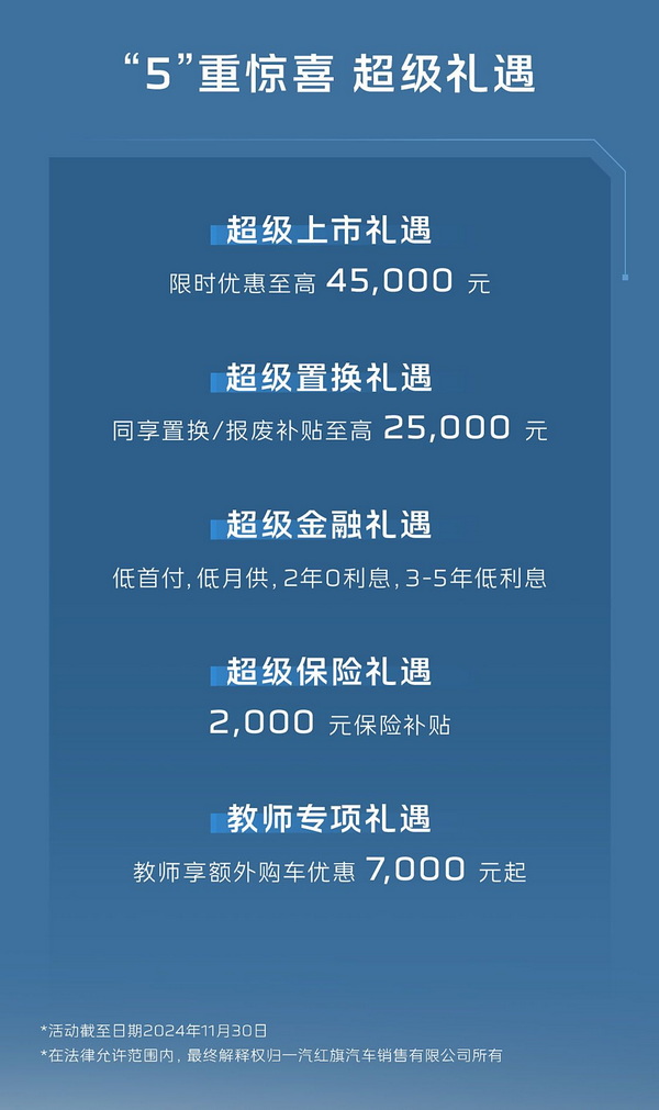 2025款红旗hs5上市 售价区间18.38-24.98万元